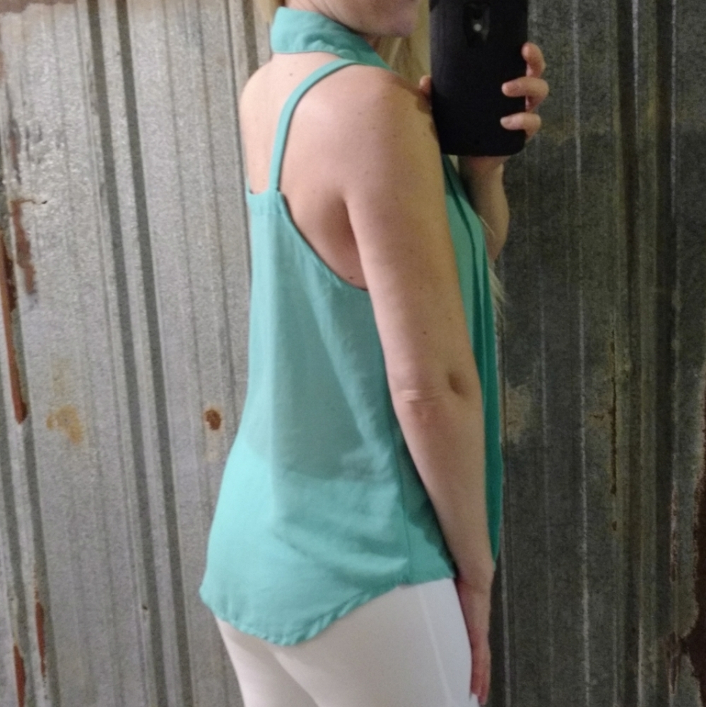 Sexy Sheer Waterfall Choker Dress Shirt